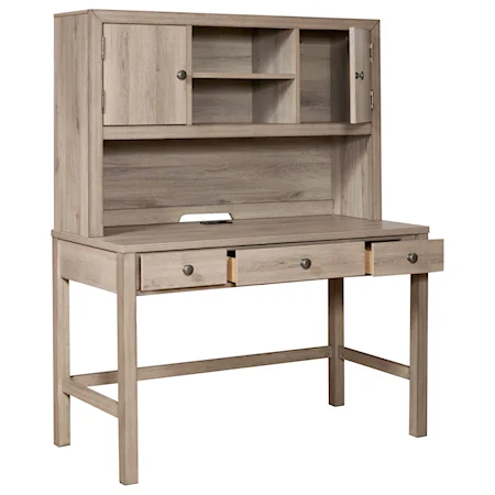3-Drawer Desk and Hutch with USB Chargers